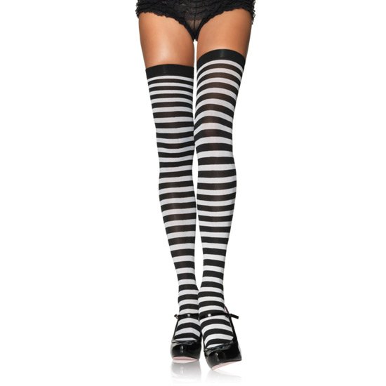 Leg avenue medias opacas a rayas negro-blanco