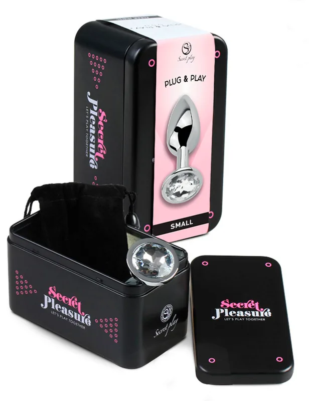 Caja y bolsa del plug anal Secretplay con joya, talla S