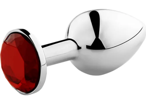 Plug anal Secretplay de metal con joya roja, talla S